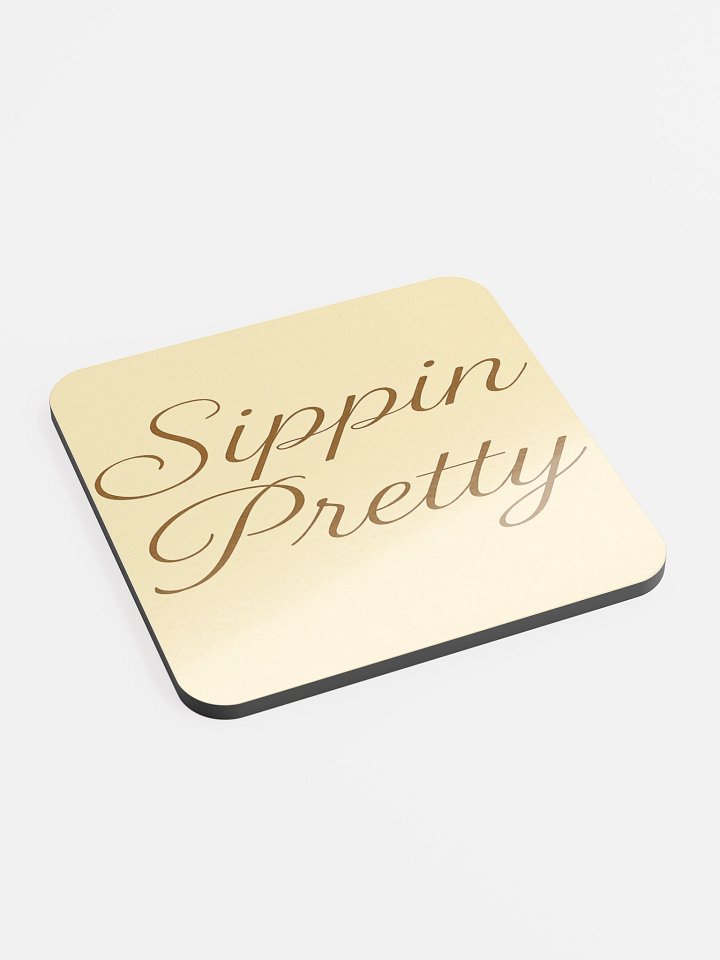 Sippin Pretty Yellow Glossed Cork Coaster product image (2)