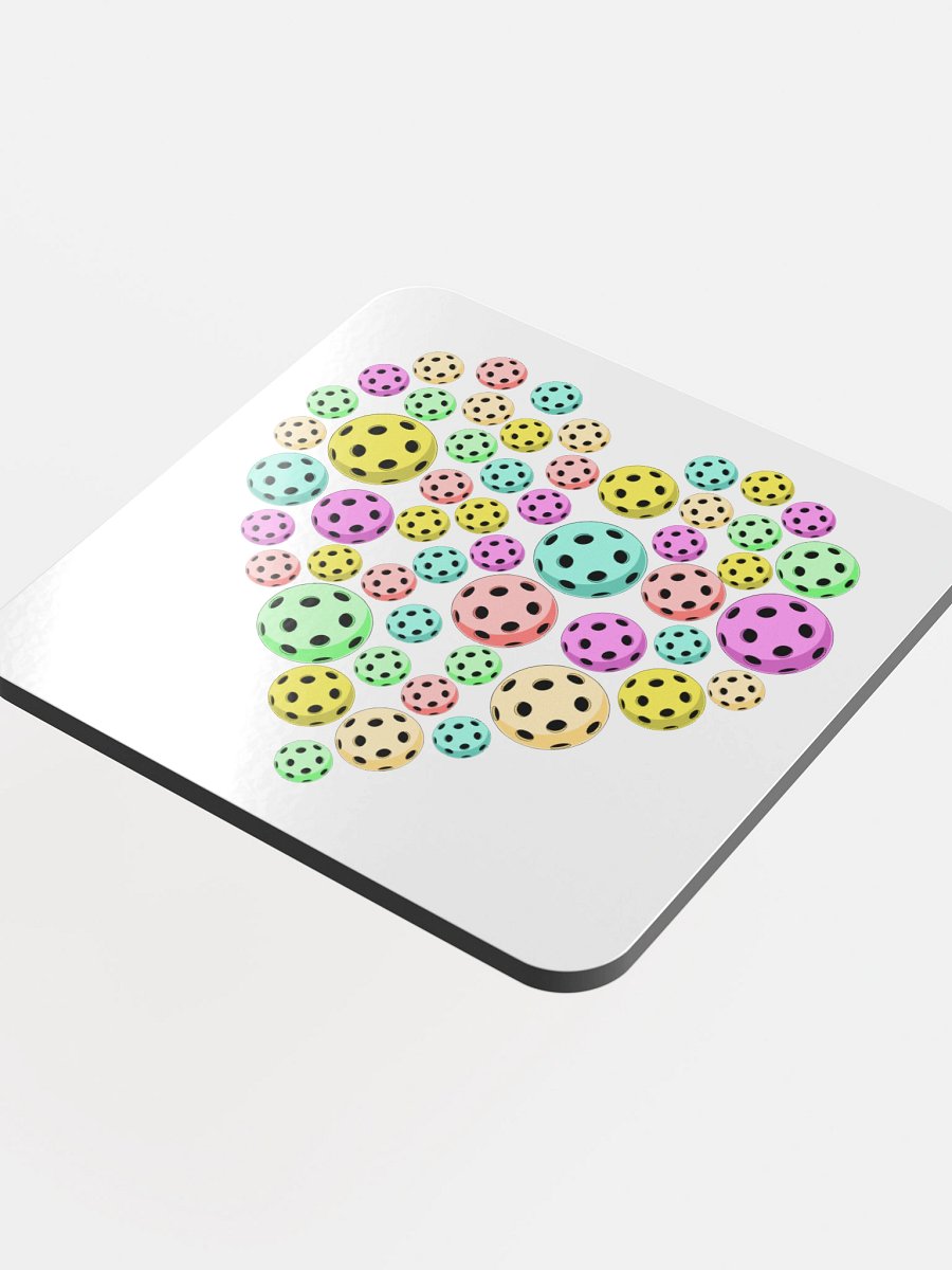 Heart Pickleball Colored Circle Coasters product image (1)