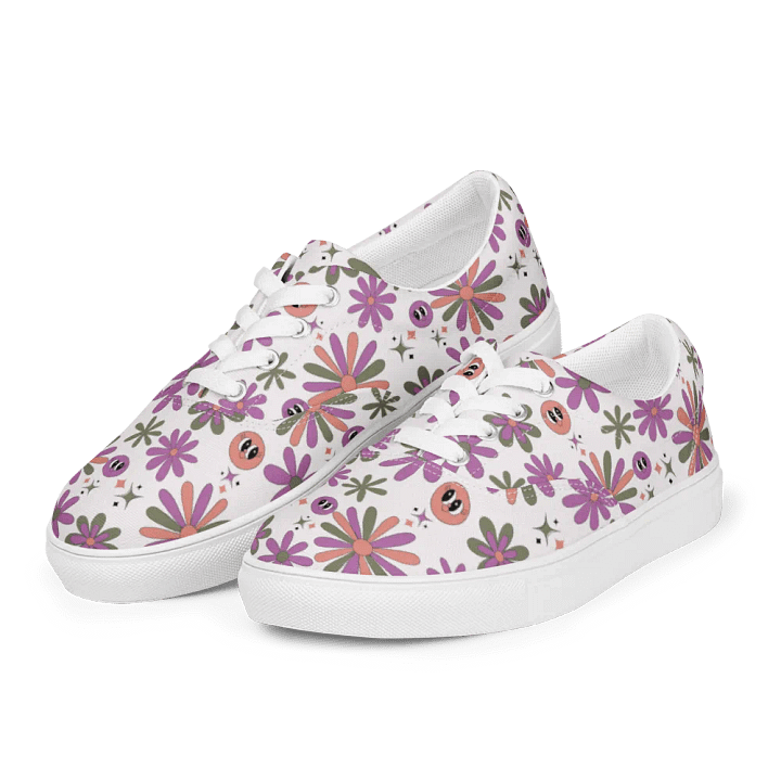 Kawaii Smiley Blossom Lace-up Canvas Shoes product image (1)