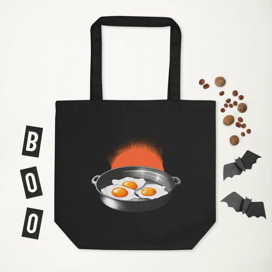 Fried eggs in a pan - illustrated in dotted raster style product image (3)