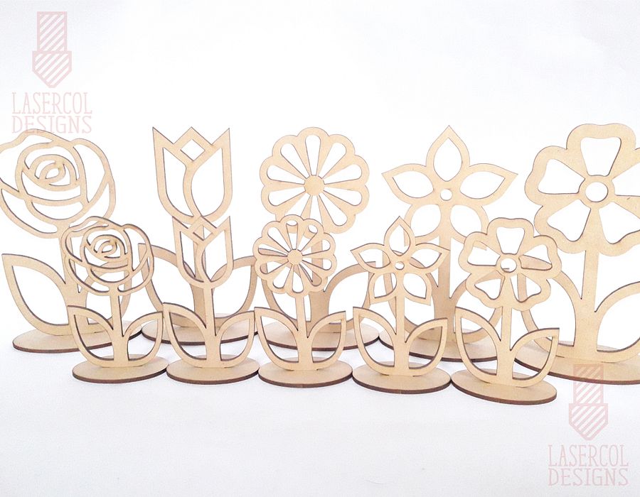 Flowers - Set 1 - (Two Sizes, Five Styles) - Laser Cut Files product image (4)