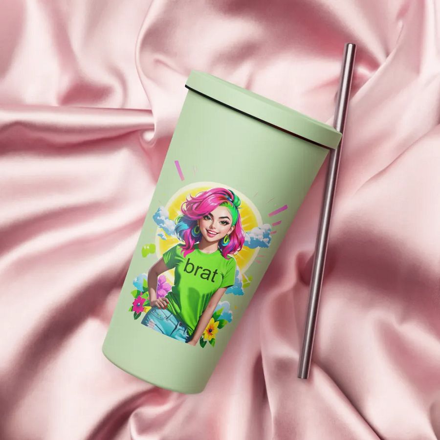 Brat 20 oz Tumbler Cup - Mint - Insulated Tumbler with a Straw v5 product image (4)