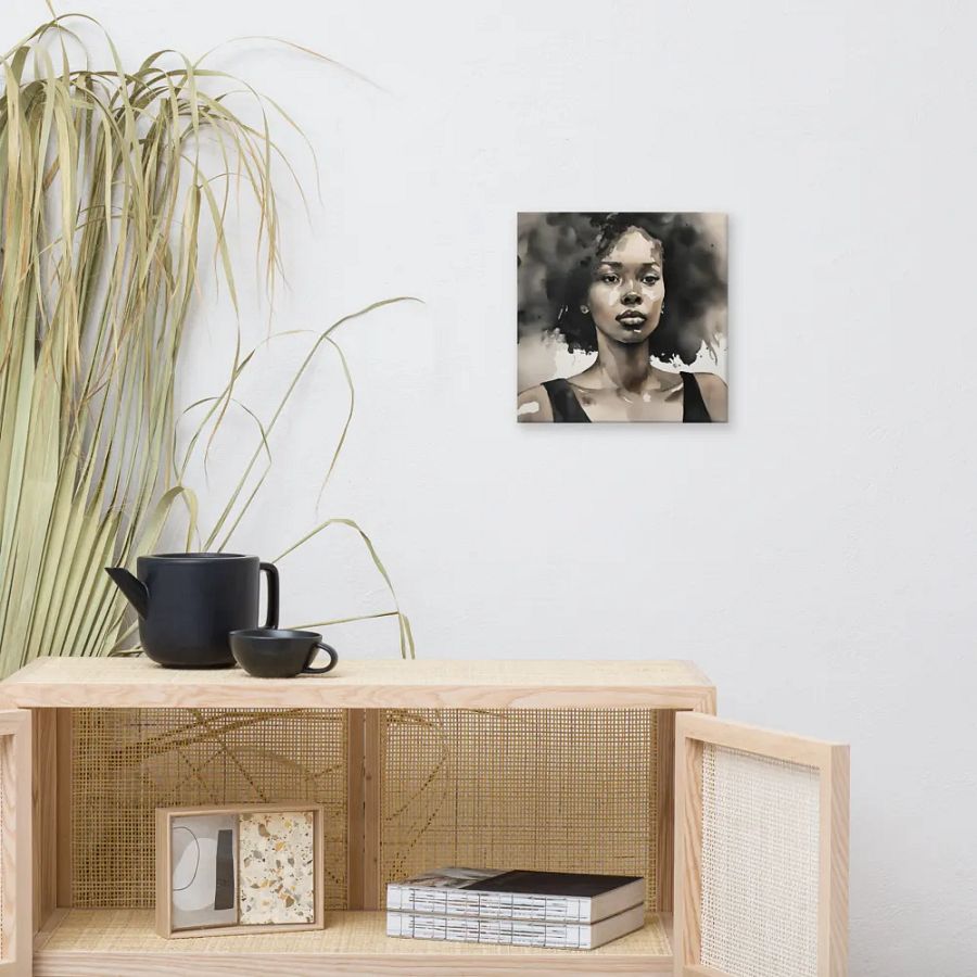 Young Black Woman Watercolour Portrait Wall Art product image (10)