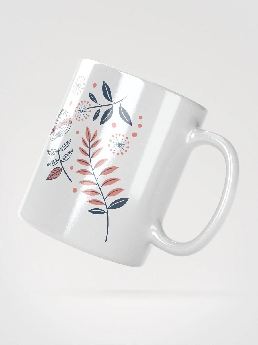 Elegant Floral Pattern Ceramic Mug, (11oz, 15oz, 20oz) - Navy Blue and Coral Design product image (4)