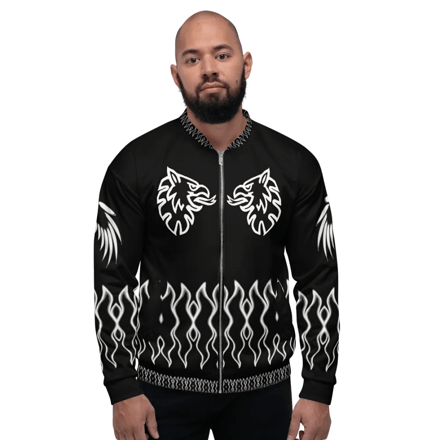All-Over Print Bomber Jacket by Sublicolor 144 Black and White/Gripen product image (3)