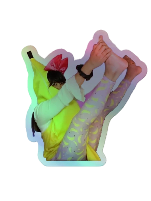 Banana Yoga holographic sticker product image (1)