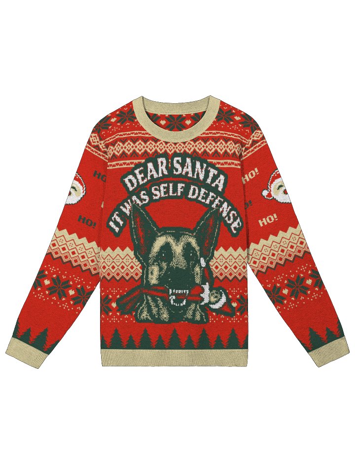 Dear Santa, It Was Self Defense - 2025 Ugly Christmas Sweater product image (1)