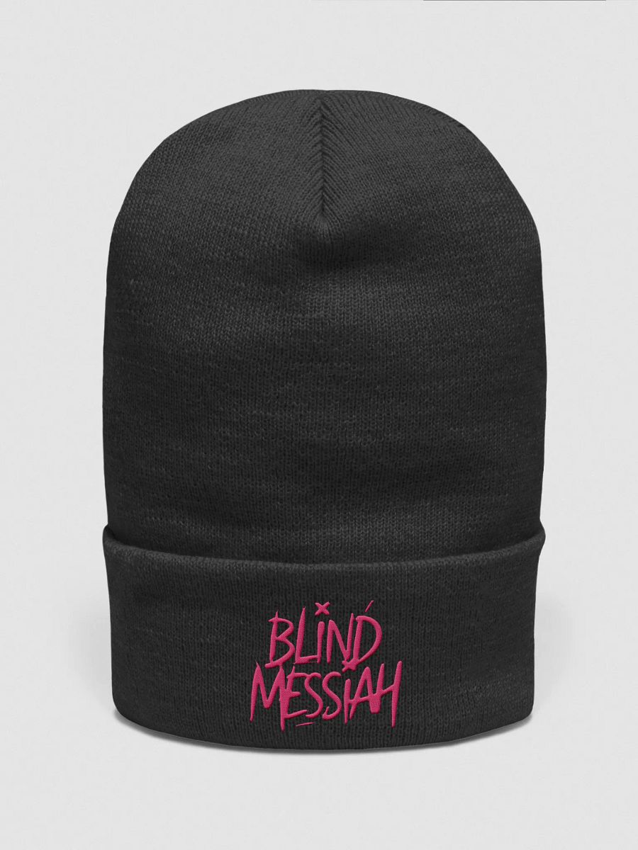 Scratched Pink Text Yupoong Beanie product image (1)
