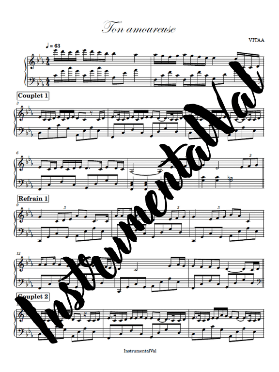 Ton amoureuse - Vitaa piano solo product image (1)