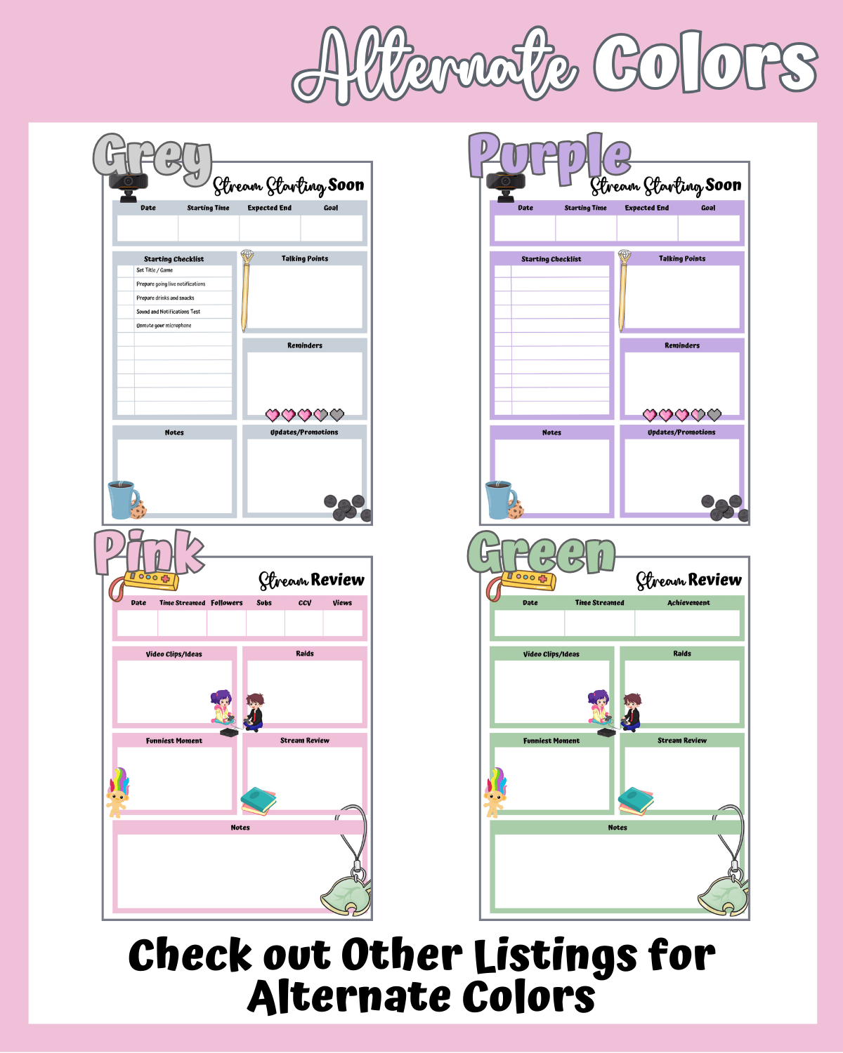 My Daily Stream Planner - Pink Edition | Cute & Functional Digital Download for Streamers product image (5)