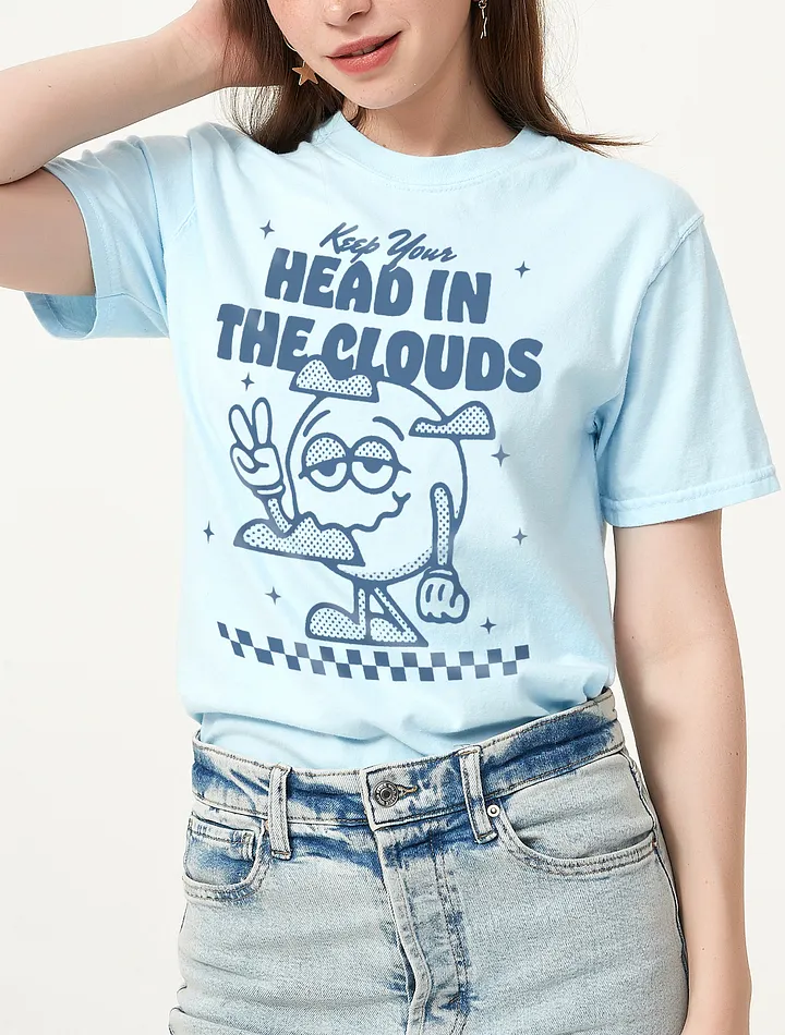 Keep Your Head in the Clouds | Motivational Retro-Style Y2K Streetwear with a Sun Mascot and Checkerboard Pattern product image (5)