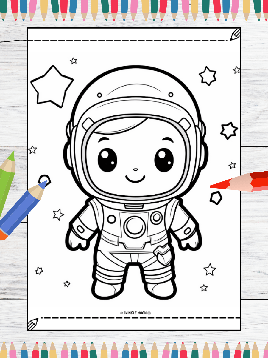 25 Cute Kawaii Space Coloring Pages#6 (PDF Coloring Pages) product image (4)