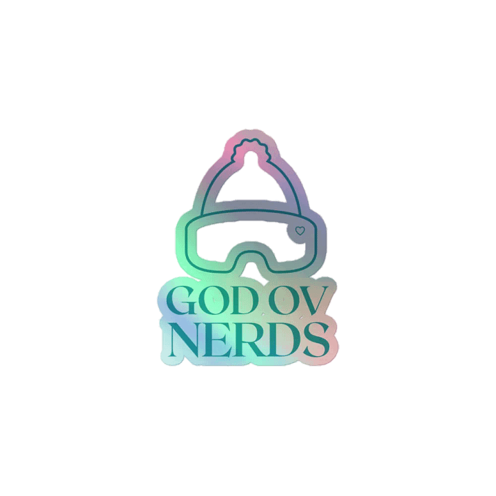Teal Winter Hat and Goggles Holographic Sticker product image (1)
