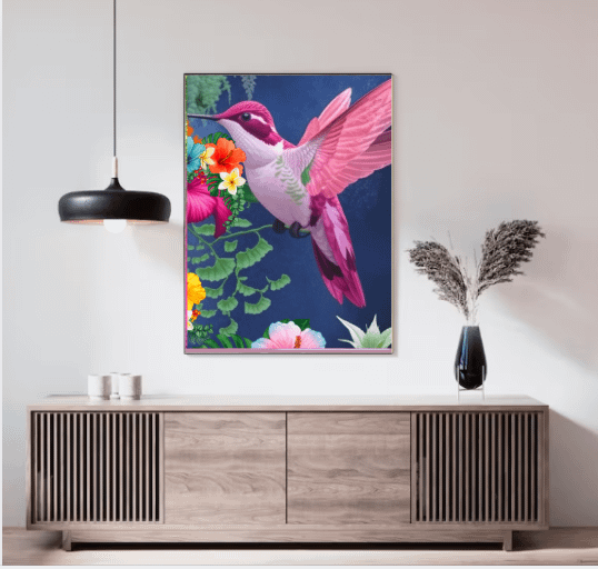 White and Pink Hummingbird Wall Art product image (3)