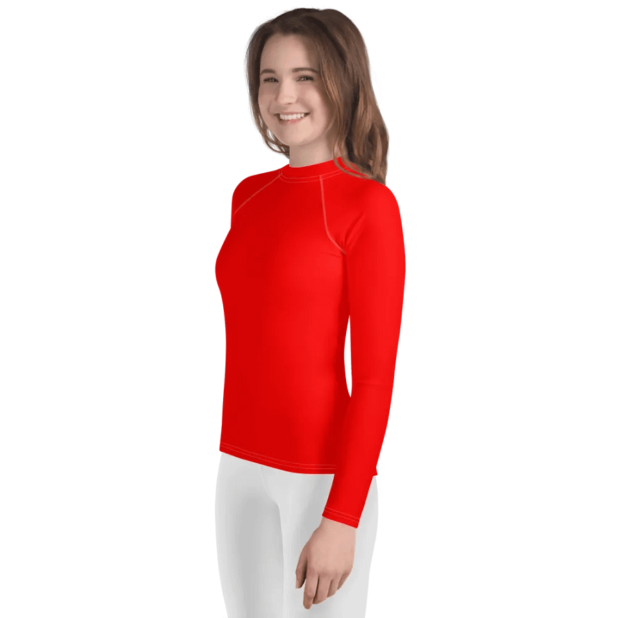 Youth Plain Color Red Rash Guard product image (3)