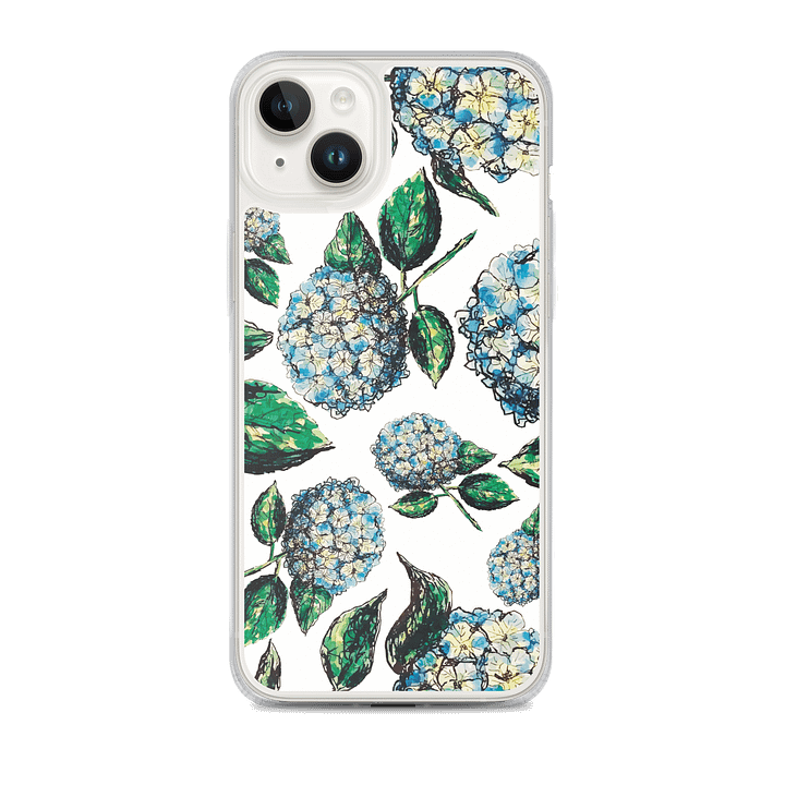 Monique Faella Designs™ | Blue Hydrangea Blooms | MagSafe® Clear iPhone® Case | Floral Art Meets Everyday Protection | Elegant Coastal Style product image (2)