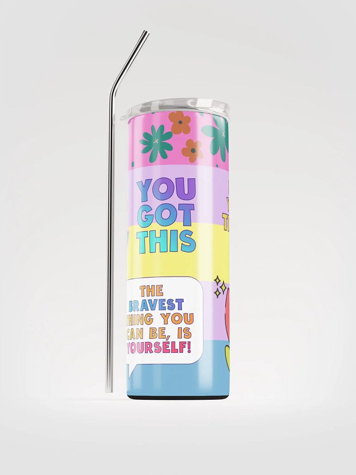 20 oz vacuum insulated Stainless Steel Tumbler with reusable Straw, leak proof cup lid, Empowerment Vibes Tumbler Mug Flasks. Drinkware Bottles product image (1)