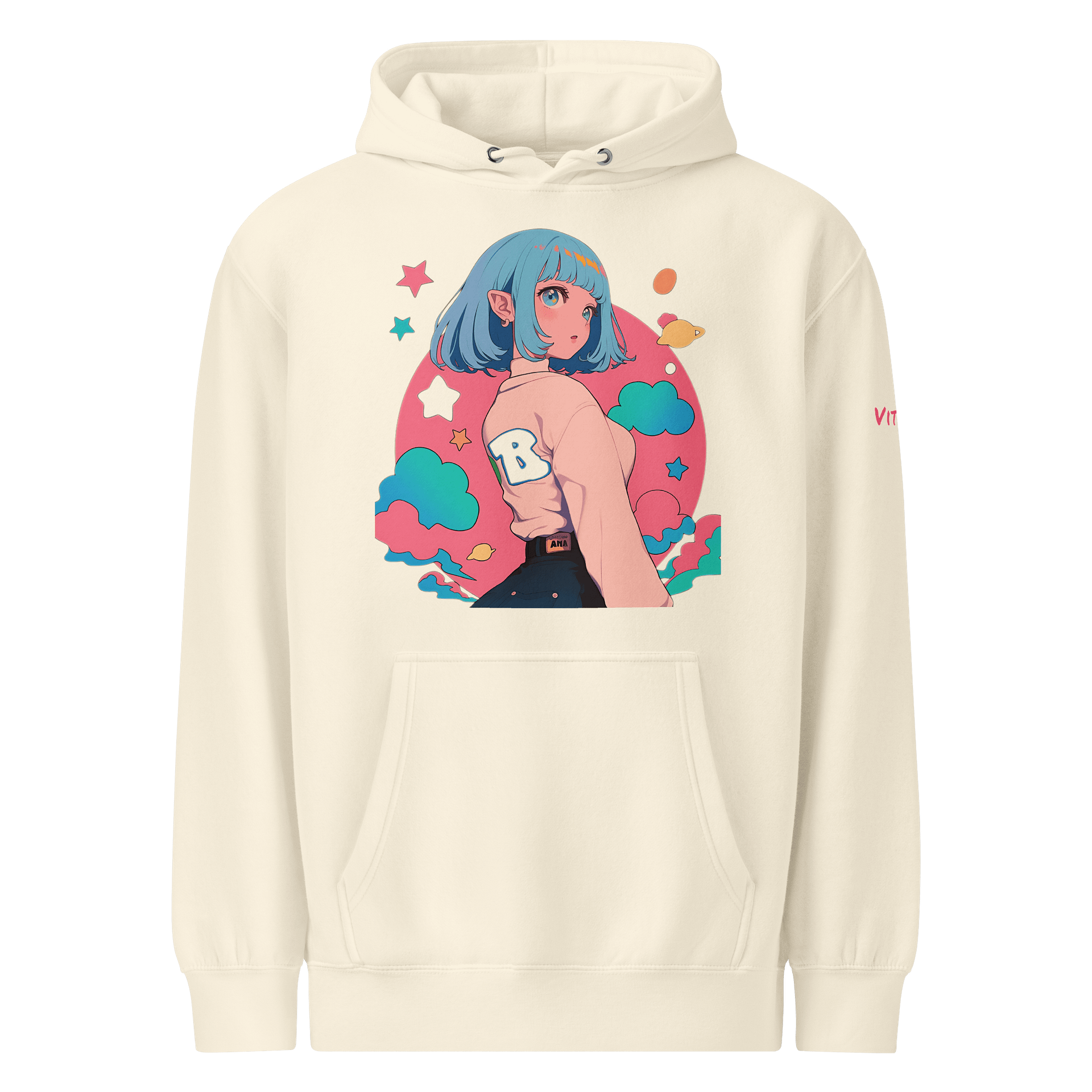 Cosmic Aura Anime Girl Aesthetic Hoodie | Pastel Streetwear Pullover product image (1)