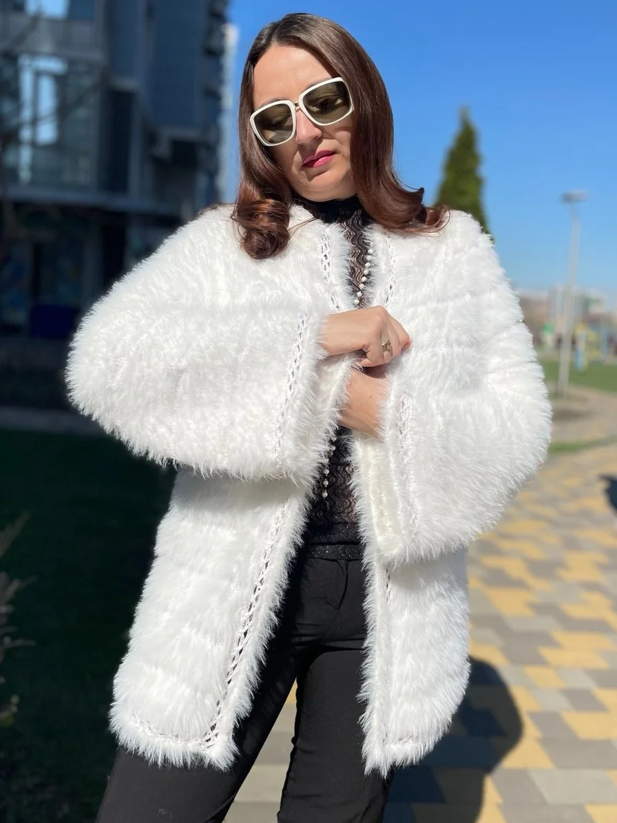 Схема вязания Кардиган Элиза (спицами) с пушистой пряжи/цифровая загрузка/скачать в формате pdf. Язык: Русский Украинский product image (7)