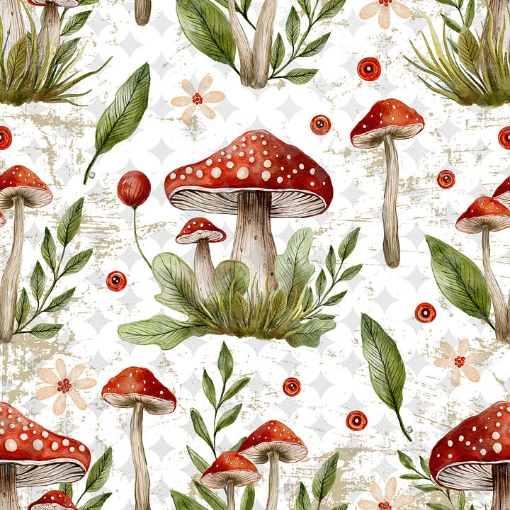 Mushroom Cottage Seamless Pattern product image (1)