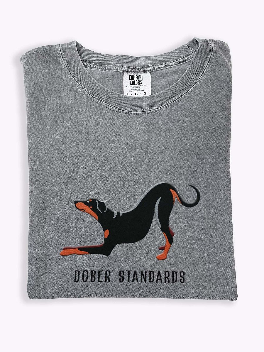 Dober Standards T-Shirt(Embroidered) of a Doberman Pinscher(Full Tail & Ears) product image (1)