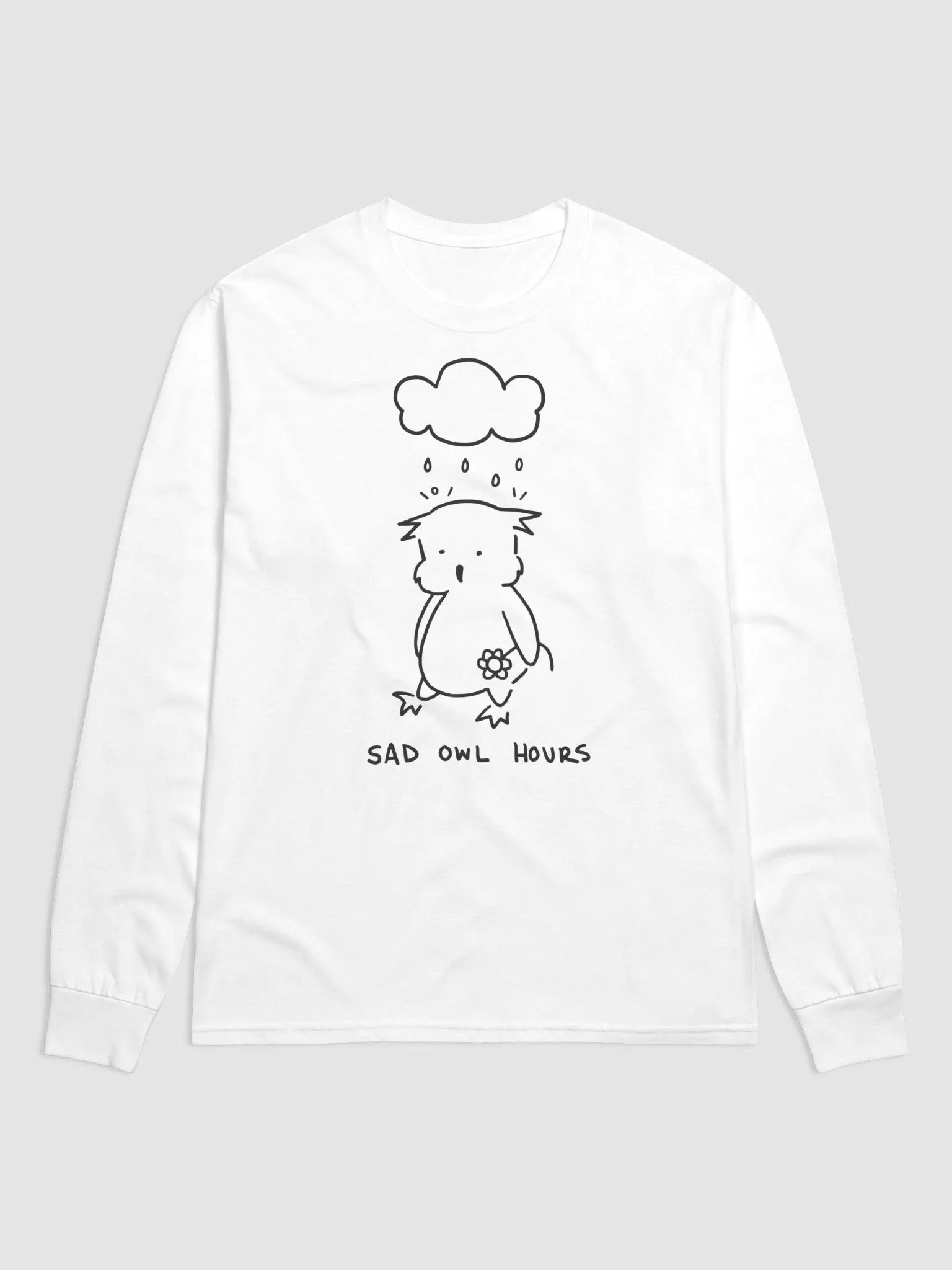 Sad Owl Hours Champion Long Sleeve T-Shirt (White) product image (1)