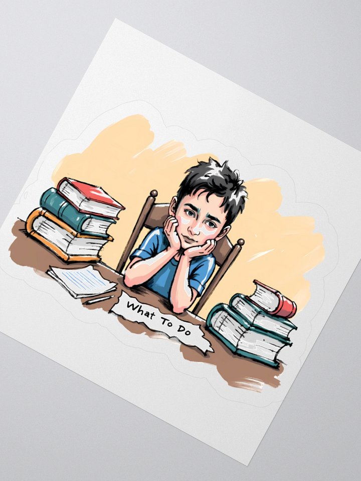 Diligent Student Contemplating Homework Sticker product image (6)