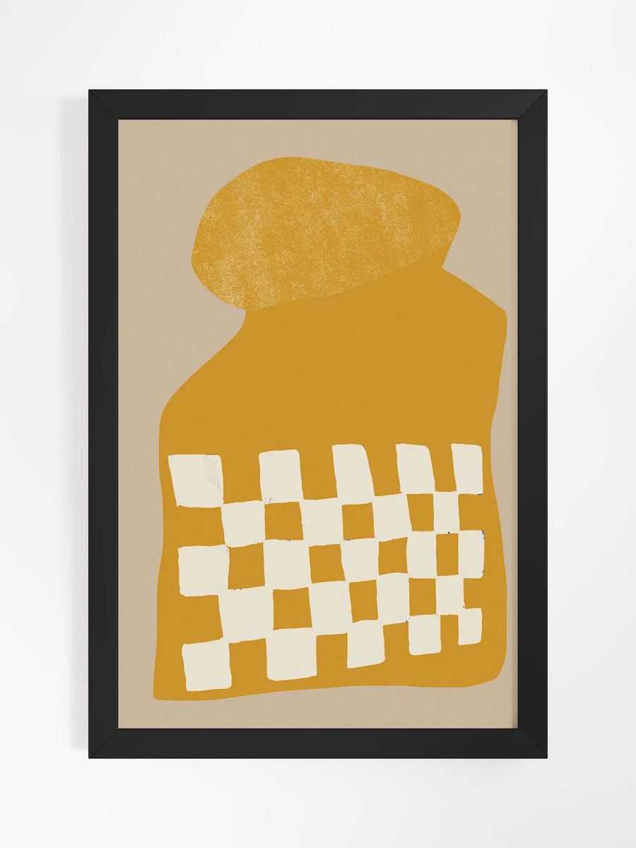 Mustard Abstract Grid Framed Poster | Modern Geometric Wall Art | Warm and Bold Abstract Design for Contemporary Spaces product image (3)