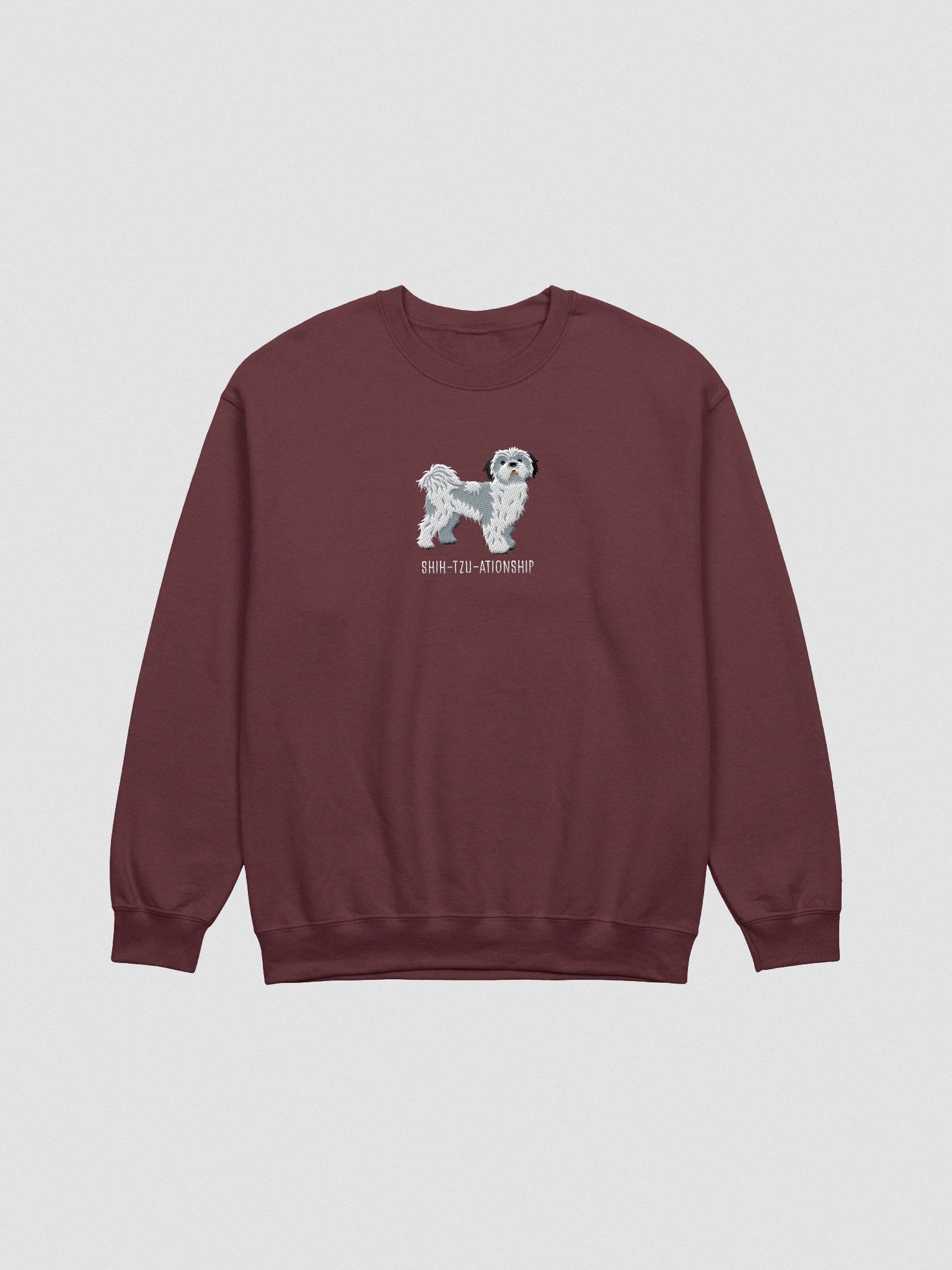 Shih-Tzu-ationship Sweatshirt (Embroidered) of a Shih Tzu(Blue & White) product image (4)