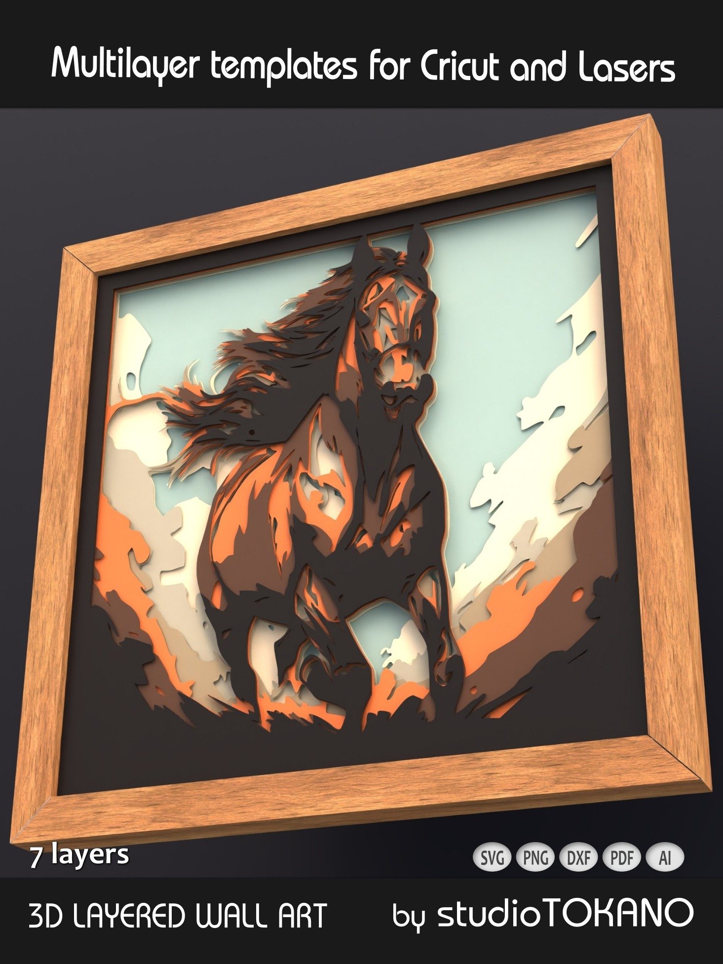 Running Horse 3D Layered SVG product image (4)
