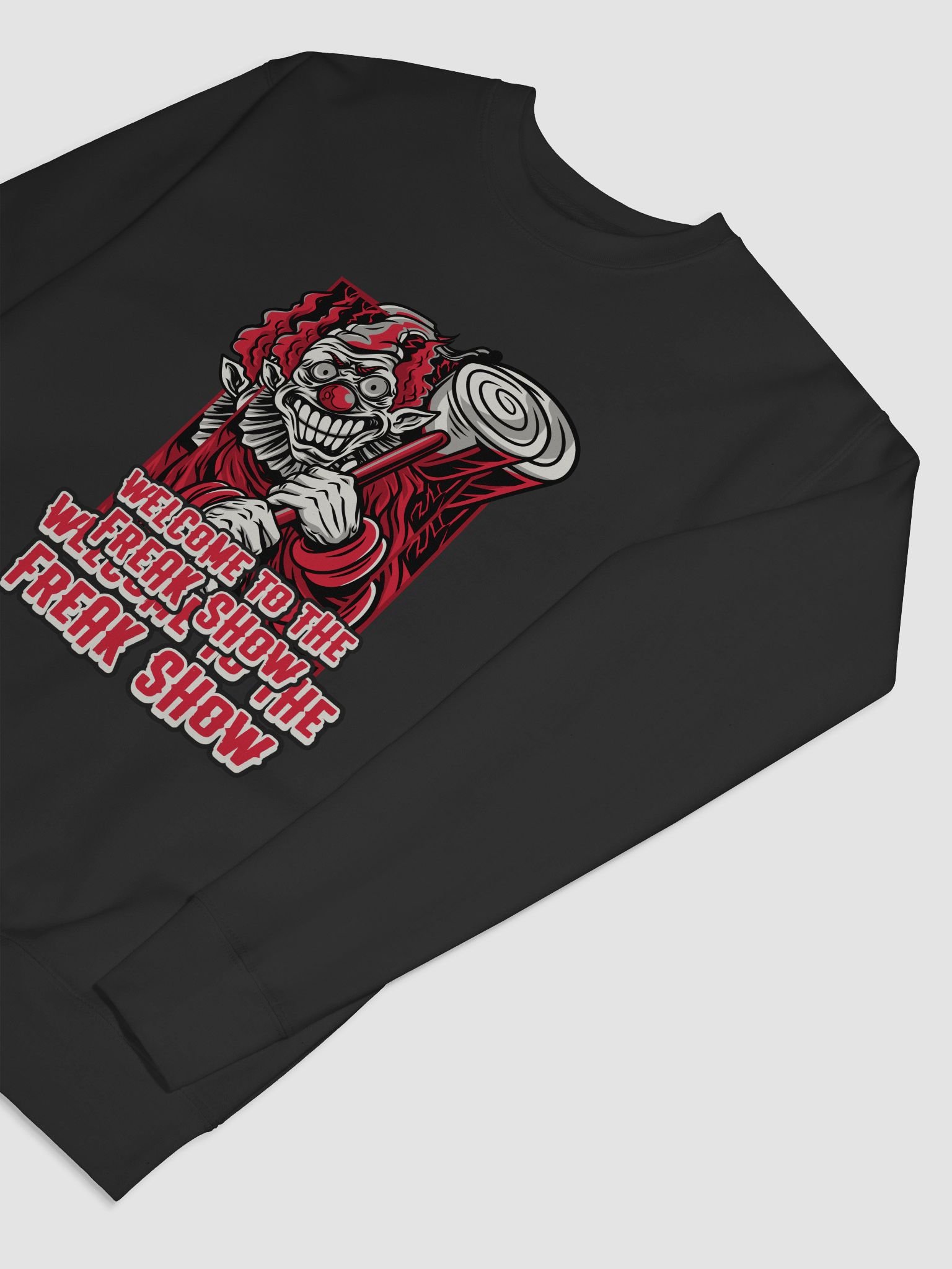 Welcome to the Freak Show Sweatshirt – Creepy Clown Halloween Pullover, Scary Circus Horror Sweater product image (7)