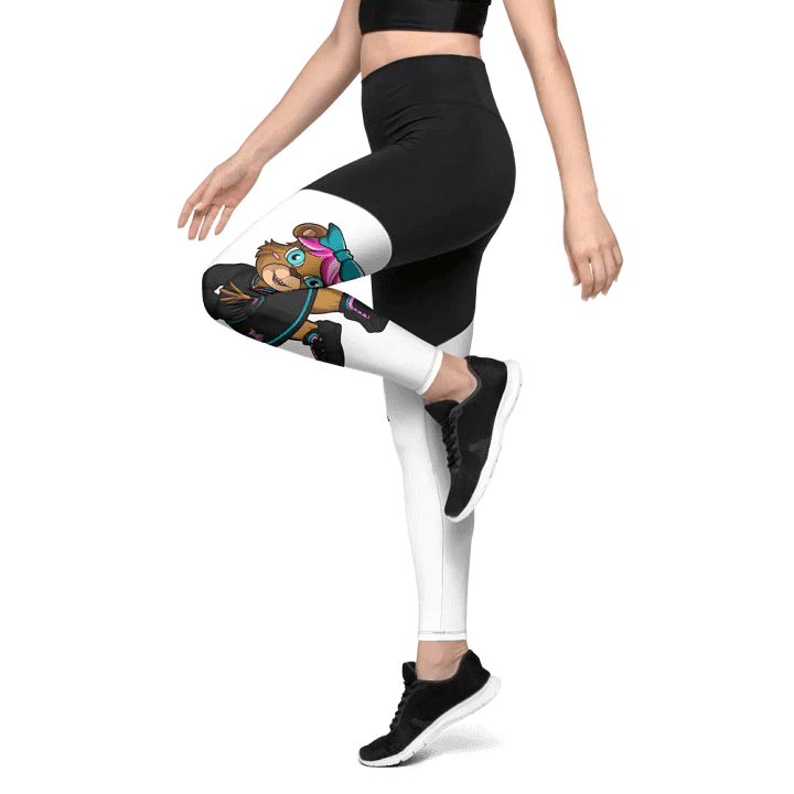 Standing Girl Bear Black and White Leggings product image (2)