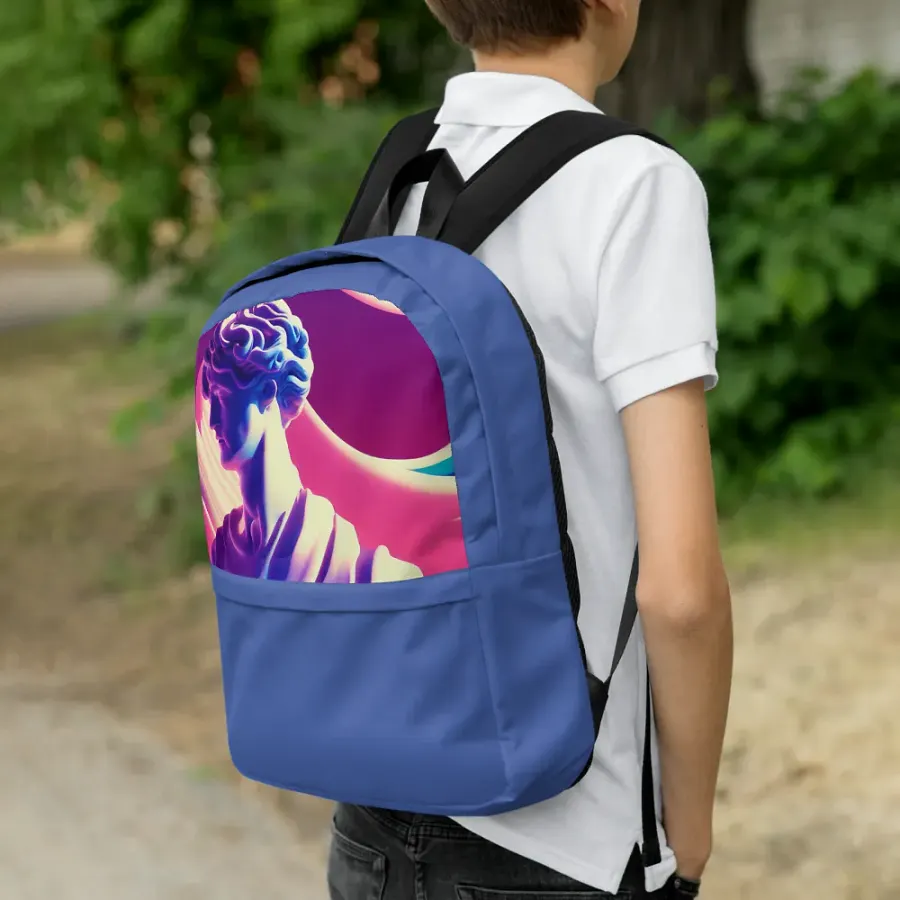 Greek God retrowave City Pop Dark Blue Backpack product image (5)