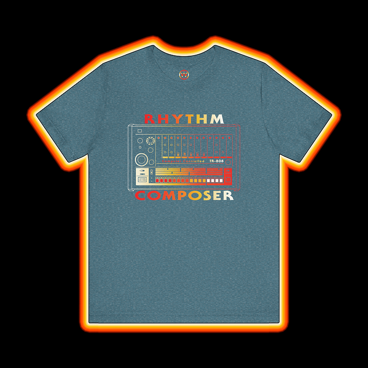 808 T-Shirt "Rhythm Composer" - Roland TR-808 (Vintage Drum Machine) COLOUR PRINT B product image (1)
