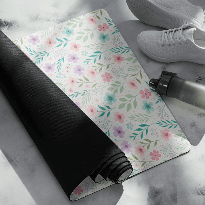 Colorful Floral Pattern Yoga Mat by Treasure Pie product image (2)