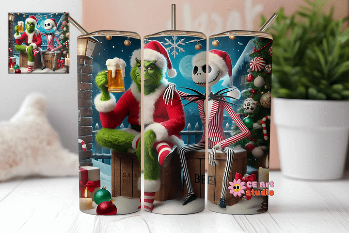 Grinch Christmas Tumbler Wrap PNG product image (1)