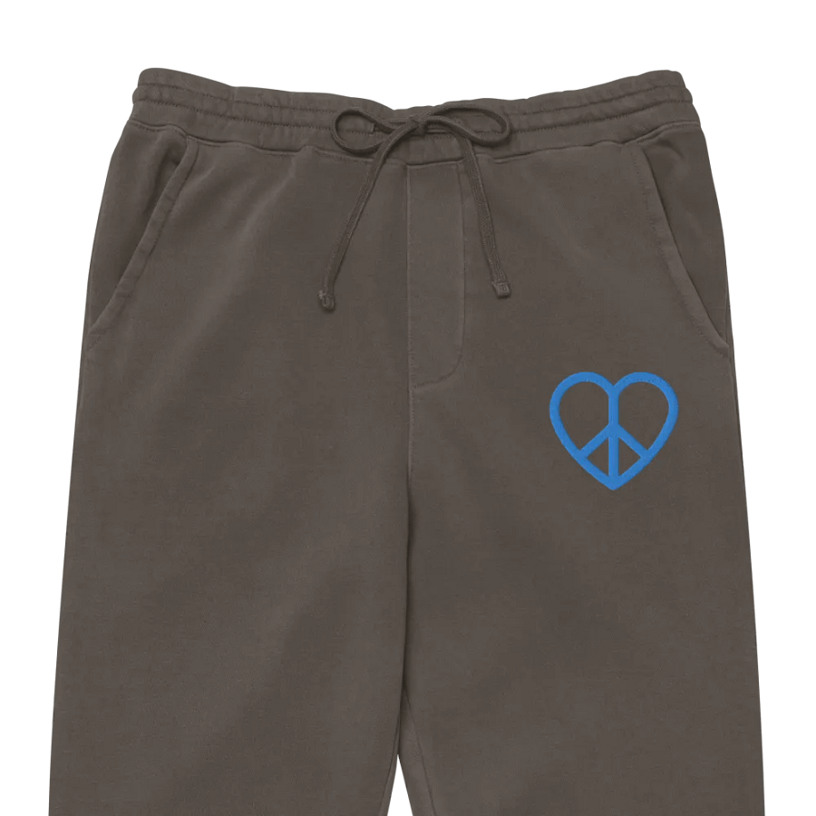Embroidered Peace-Heart Sweatpants with Pockets (Blue Heart) product image (4)