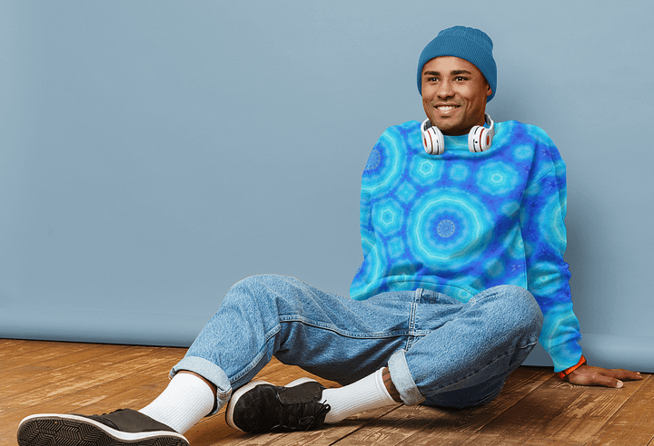 Abstract Circular Pattern in Blues Unisex Sweatshirt product image (1)