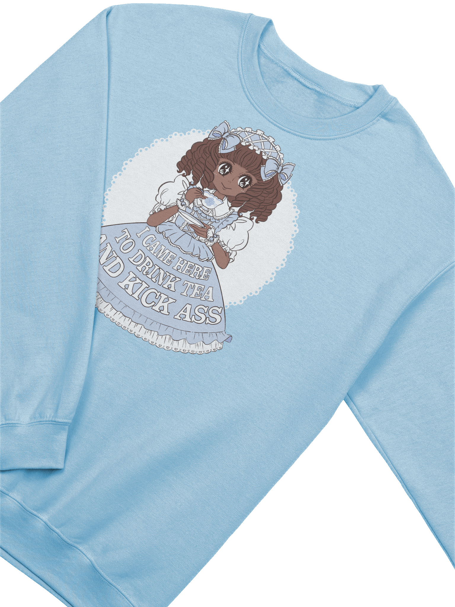 I Came Here to Drink Tea & Kick Ass (Oldschool, Blue) sweatshirt product image (2)