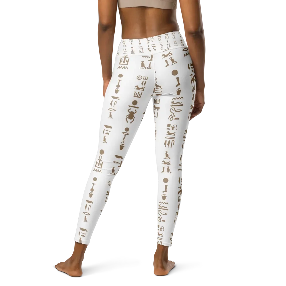 Isis White Full Pattern Hieroglyphs Yoga Leggings product image (2)