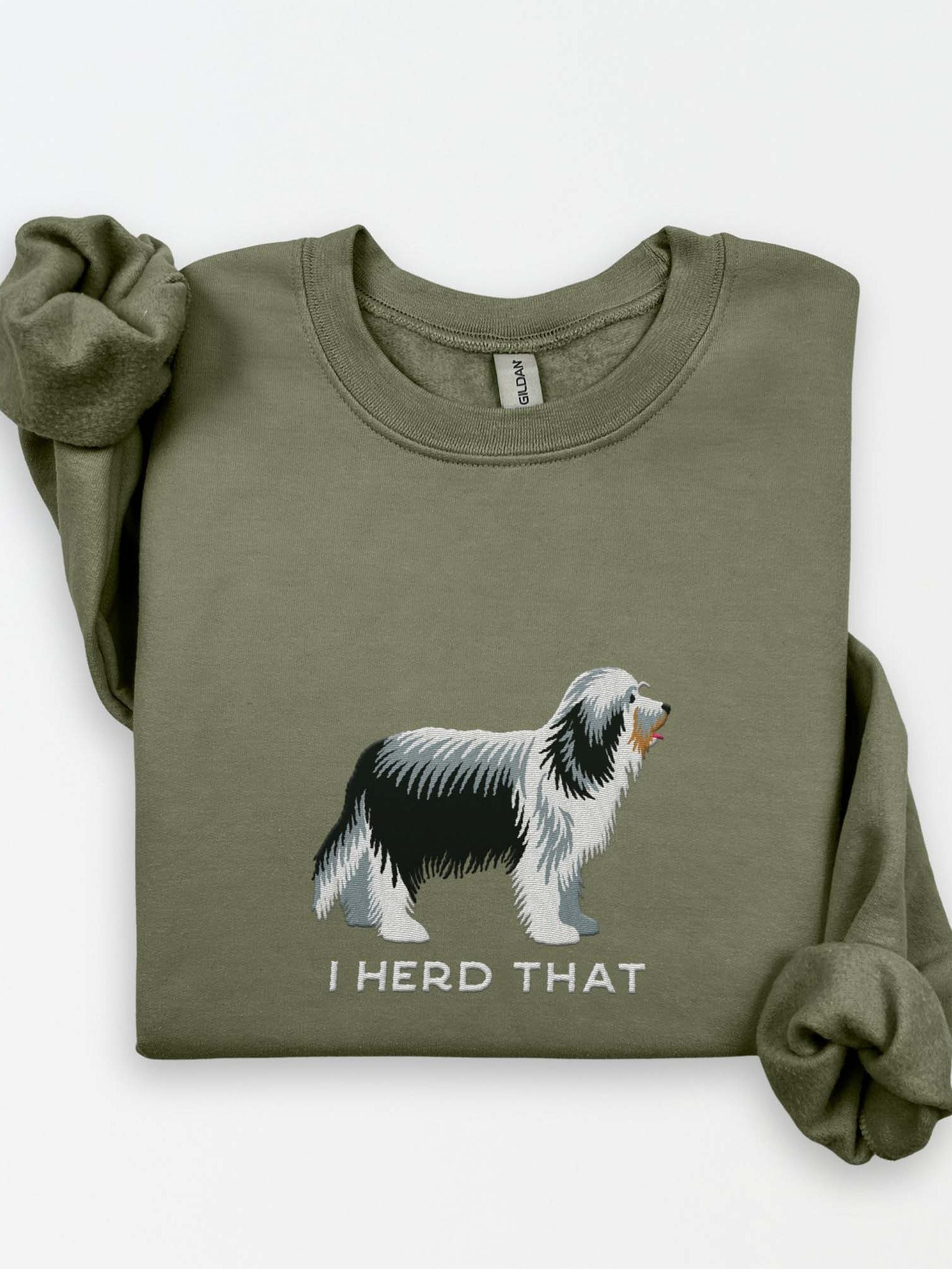 I Herd That Sweatshirt (Embroidered) of a Bearded Collie(Black & White) product image (1)