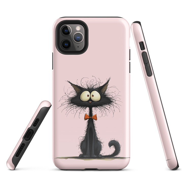 Funny Black Cat iPhone® Tough Case – Dual-Layer Protection | Cute Cartoon Design product image (1)