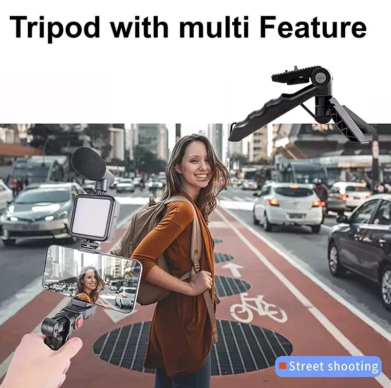 Vlogging Kit For Video Making With Mic Mini Tripod Stand, LED Light & Phone Holder Clip For Making Videos product image (3)
