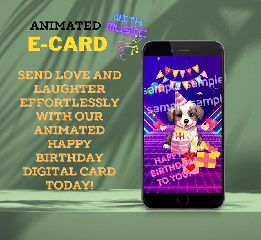 Cute dog Happy birthday E-card [Instant Download] product image (2)