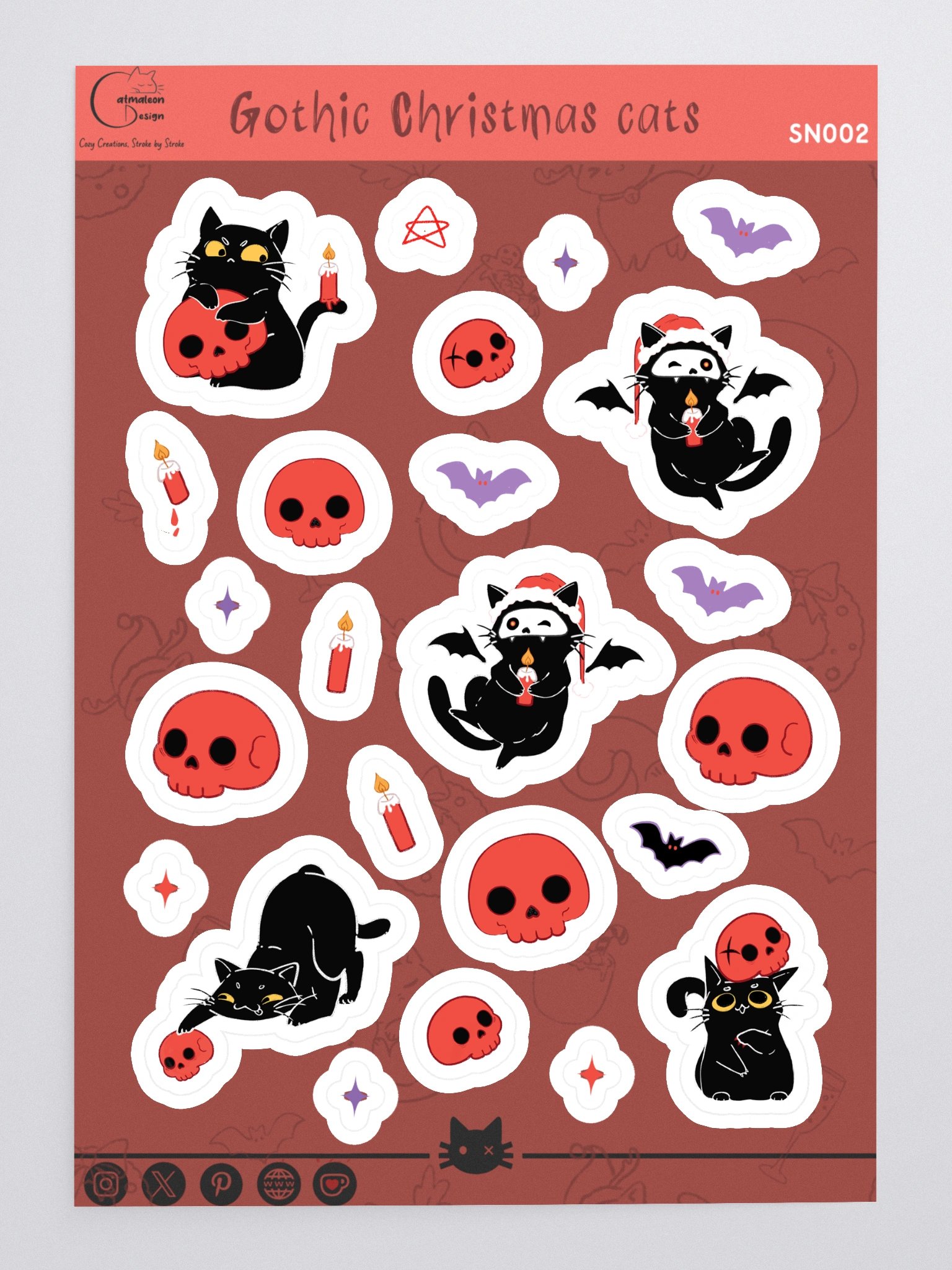 Gothic Christmas cat tree 02 – Holiday sticker product image (1)