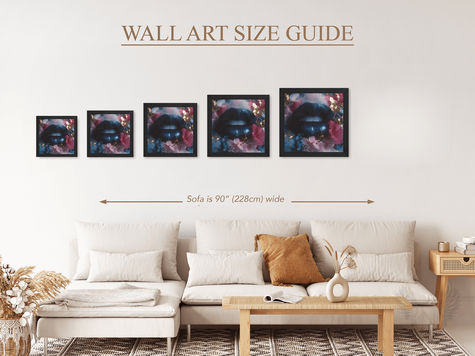 Velvet Bloom: Bold Lips & Floral Fantasy Wall Art Print product image (4)