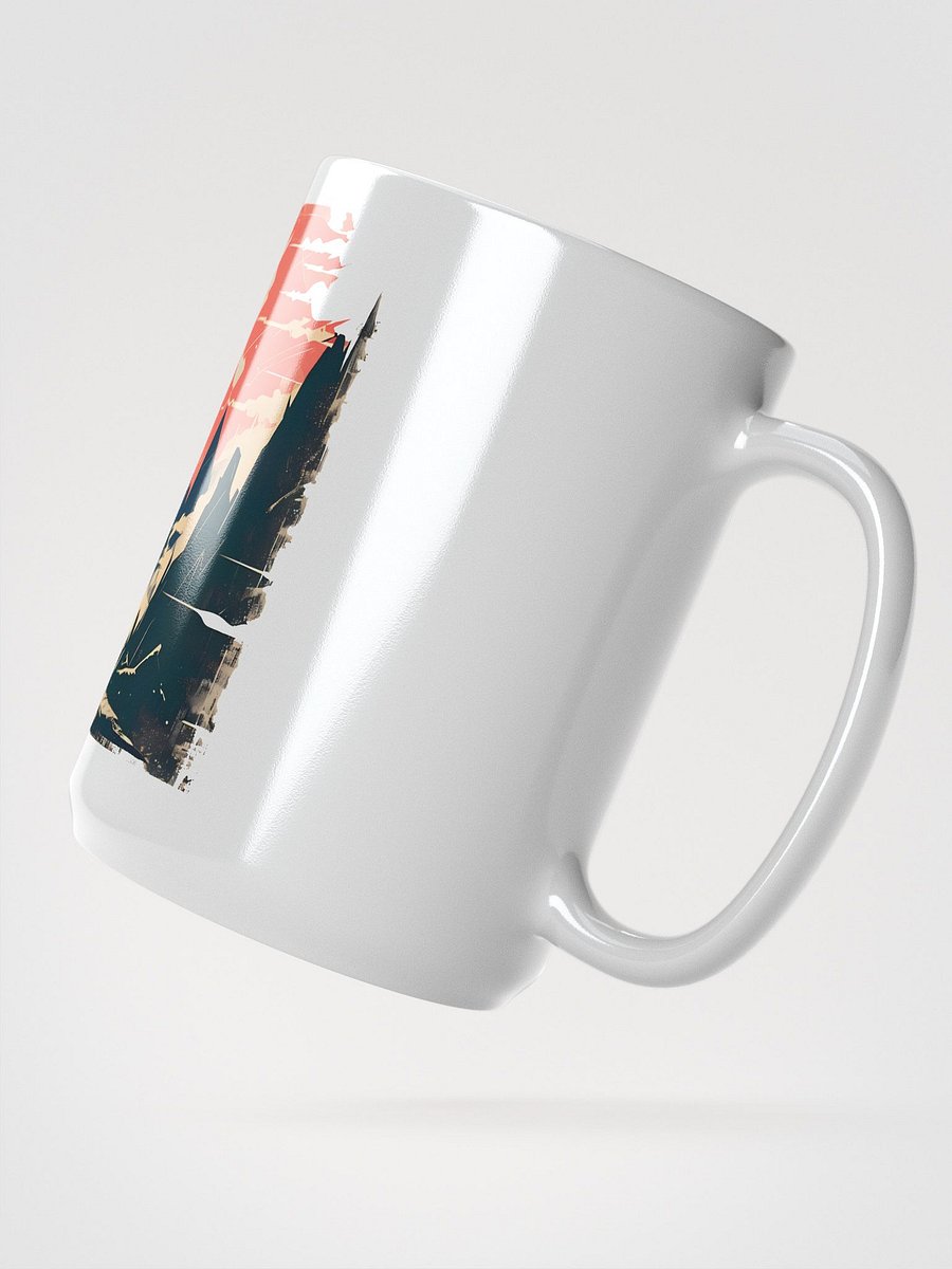 Epic Fantasy Warrior Art - Vibrant Mountain Landscape Mug product image (2)