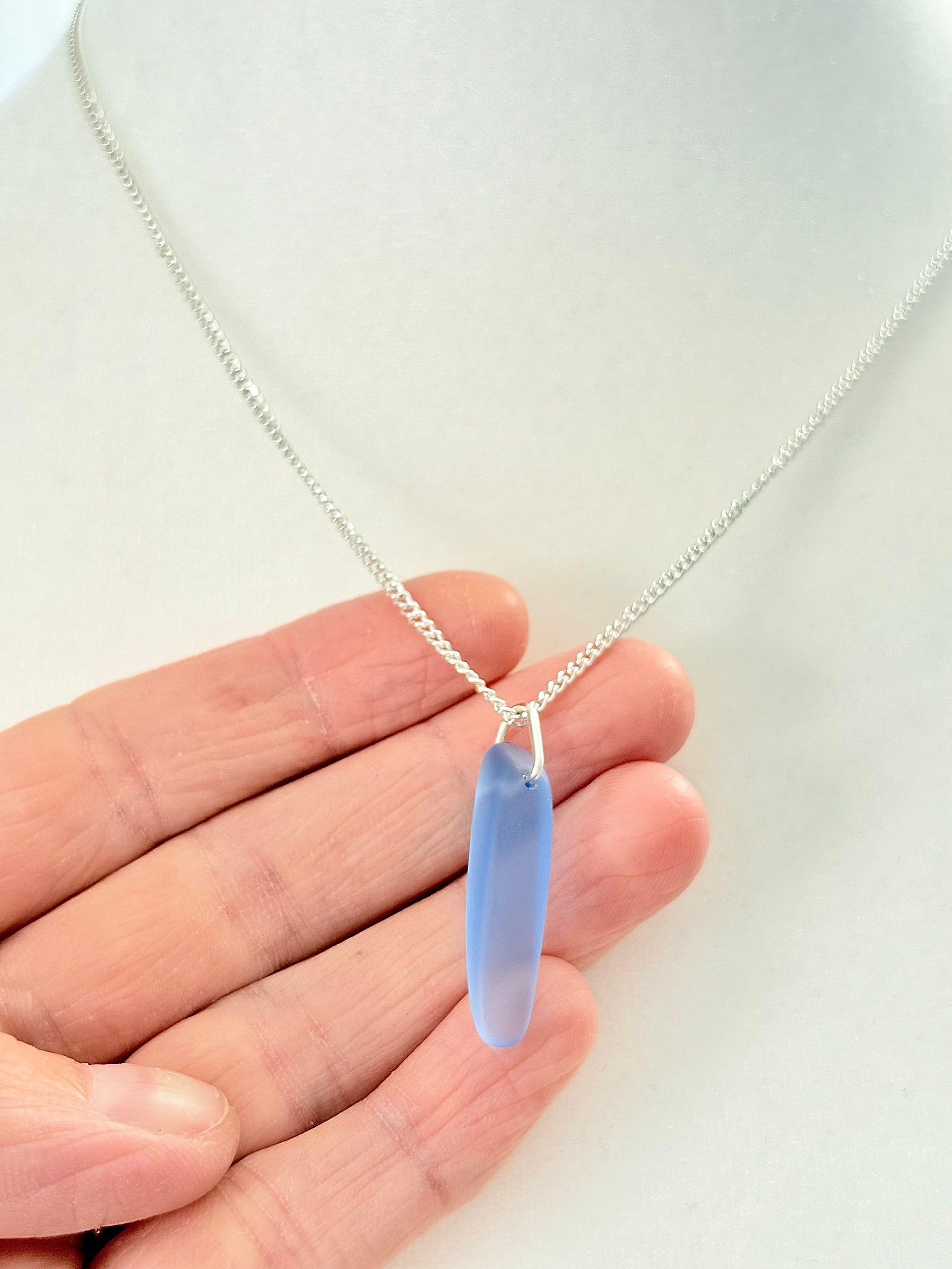 MFD-00040 | Medium Blue Sea Glass Pendant Necklace | Handmade Coastal Charm Jewelry by Monique Faella Designs™ product image (3)