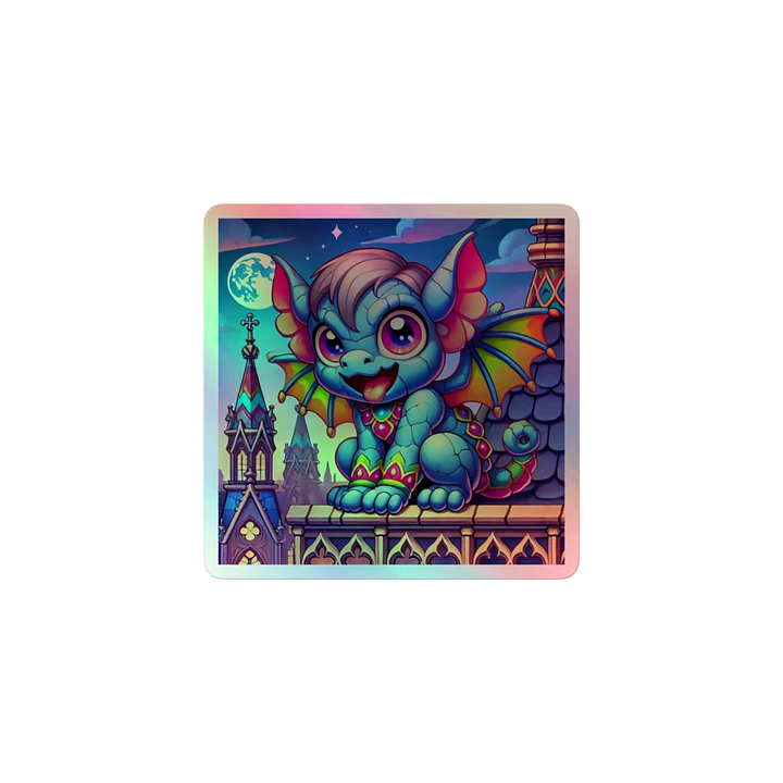 Vibrant Chibi Gargoyle Vinyl Sticker – Rainbow Protector product image (1)