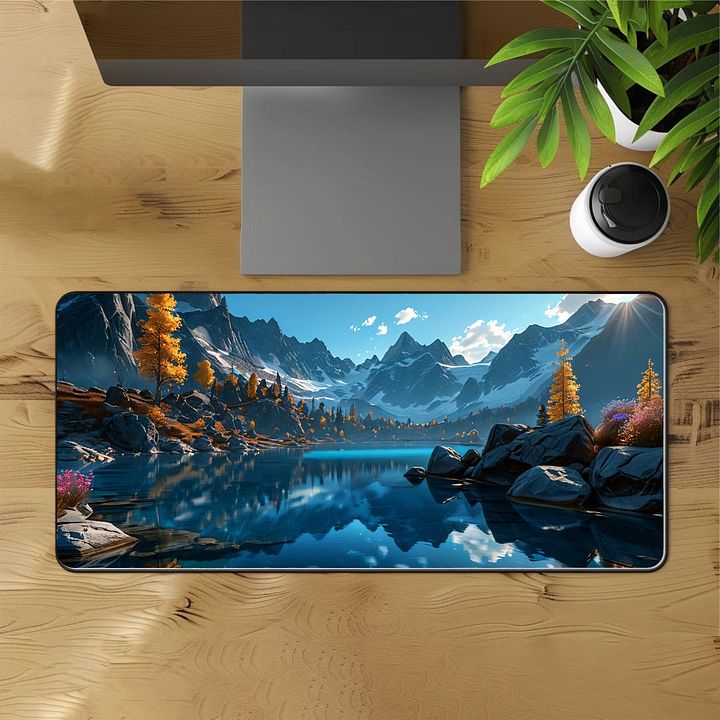 Mountain Lake Deskmat | Serene Alpine Landscape Design product image (1)
